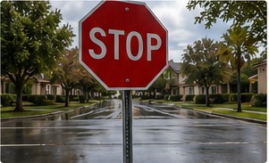 Residential stop sign on a neighborhood street
